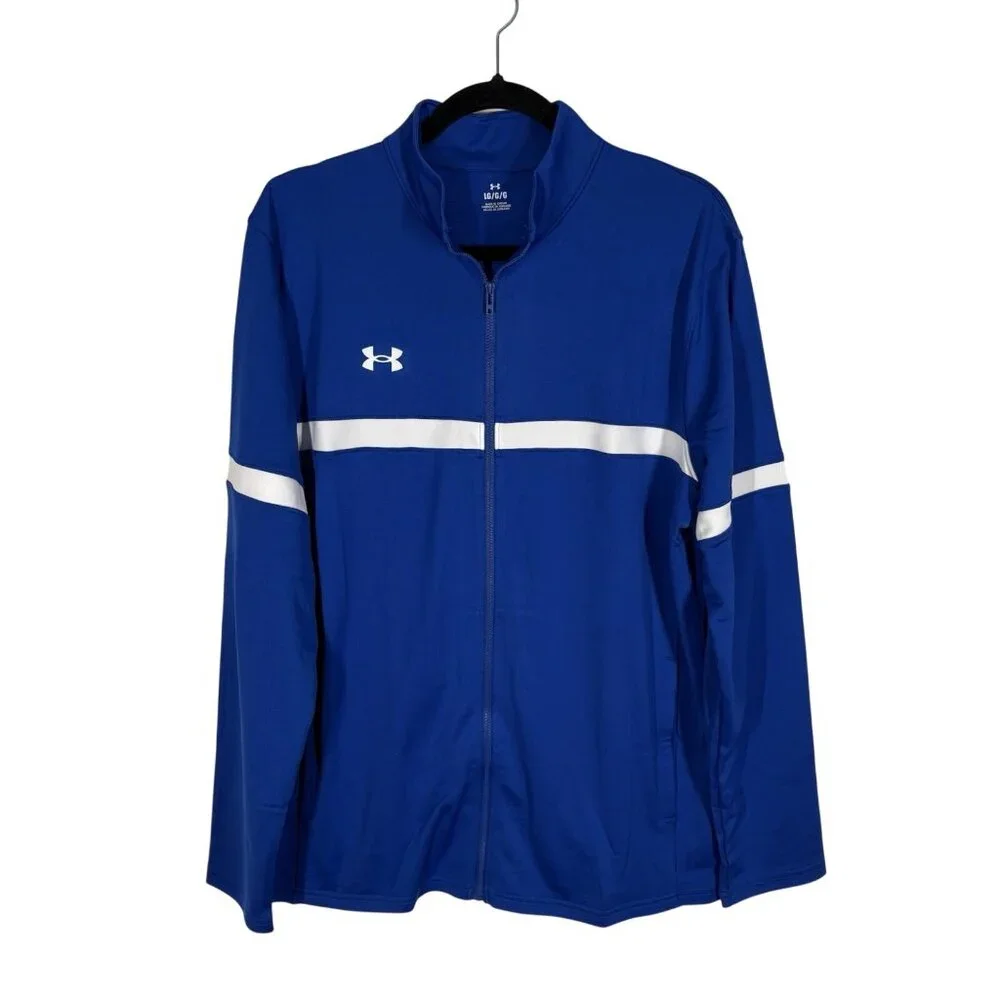 Under Armour Men L Royal Blue Full Zip UA Knit Warm Up Team Track Jacket NWT
